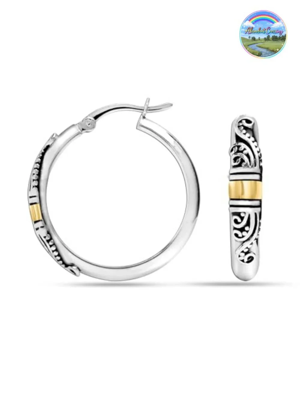 925 Sterling Silver Hoop Earrings for Women Bali Style Vintage Click Top